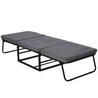 HOMCOM Klappbett 75x190 cm, Erwachsene Gästebett Klappbar mit 8 cm Dicker Schaumstoff, Reisebett mit Metallrahmen, 5-stufig höhenverstellbares Einzelbett mit Kissen, bis 150 kg belastbar(m-11)