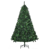 HOMCOM 1.8m 6ft Pre-Lit Artificial Christmas Tree 200 LED Xmas Tree Holiday Décor with Decorative Balls Ornament Metal Stand(m-10)