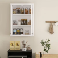 HOMCOM Armário de parede para casa de banho 3 níveis, móvel de arrumação suspenso  2 portas prateleira regulável 61 x 20 x 84 cm branco(m-4)