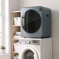HOMCOM Mini Secadora de Roupas 4 kg com 5 Programas até 60 ℃ 800 W/400 W Secadora de Exaustão com Tambor em Aço Inox Cinza(m-4)
