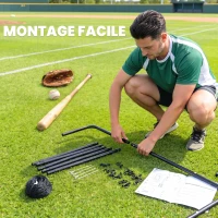 HOMCOM Filet de rebond de football 90L x 80l x 140H cm cible et sardines de fixation fournies noir vert(m-6)