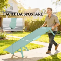 Outsunny Set 2 Lettini Prendisole Regolabili in 5 Posizioni con Tavolino Laterale e 2 Ruote, in Metallo e Poliestere, Verde(m-7)