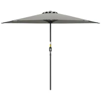 Outsunny Ombrellone da Parete Mezzaluna Salvaspazio con Apertura a Manovella, 2.7x2.4 m, Grigio Chiaro(m-11)