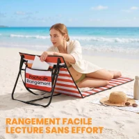 Outsunny Lot de 2 tapis de plage rembourré matelas de plage dossier inclinable multi-positions 142 x 51 x 40 cm blanc et rouge(m-7)
