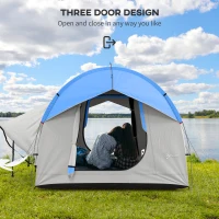 Outsunny SUV Car Tent for Camping, Waterproof PU2000mm, 5 Man Tailgate Tent, 2.4 x 2.1 m, Grey and Blue(m-5)