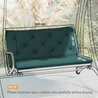 Outsunny 2 Seater Bench Pad, Garden Chair Cushion with Back and Ties for Indoor and Outdoor Use, 98 x 100 cm, Green(m-3)