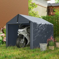 Outsunny Garagenzelt 2,2 x 1,6 m Wasserdicht Gerätezelt mit Rolltür Satteldach Stahlrahmen, UV-beständig Dunkelgrau(m-8)