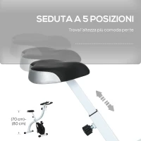 SPORTNOW Cyclette Magnetica Pieghevole a 8 Livelli di Resistenza con Seduta Regolabile, in Acciaio, 97x43x110 cm, Nero(m-6)