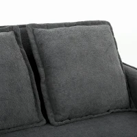 HOMCOM Sofá-Cama 2 Lugares 3 em 1 com Encosto Ajustável Bolsos Laterais 2 Almofadas para Sala Cinzento Escuro(m-12)