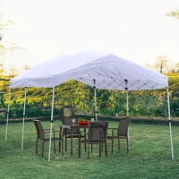 Outsunny Gazebo Pieghevole 6x3m, Richiudibile e Pop up da Giardino in Acciaio e Tessuto Bianco, per Eventi o Campeggio con Borsa da Viaggio(m-2)