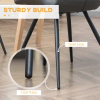 HOMCOM Set of 4 Dining Chairs, Kitchen Chairs with Metal Legs, PU Leather Seat and Backrests, Grey(m-6)