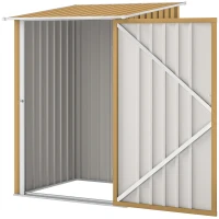 Outsunny Casetta da Giardino Porta Attrezzi in Acciaio Galvanizzato con Porta a Battente, 100x104x160 cm, Giallo(m-10)