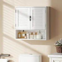 HOMCOM Bathroom Cabinet, Wall Mounted Storage Cabinet with Adjustable Shelves, 60 x 20 x 60 cm, White(m-10)