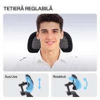 HOMCOM Scaun de Birou Ergonomic și Respirabil cu Suport Lombar Dinamic și Suport pentru Picioare, 73x75x120-128 cm, Negru(m-6)