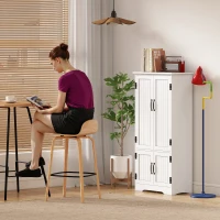 HOMCOM Alacena de Cocina Aparador Alto de Cocina Mueble Auxiliar con 4 Puertas y Estantes Ajustables 60x30x123 cm Blanco(m-8)