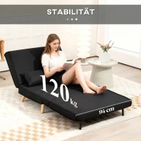 HOMCOM Relaxsessel mit Bettfunktion, für 1 Person, Modern-Design, bis 120 kg, 94x78x80cm, Schwarz(m-8)