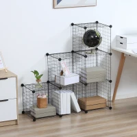 HOMCOM Estante de cubos metálica, armário de cubos ajustável para roupas, livros, brinquedos, flexível, 109L x 37B x 109H cm, preto(m-2)
