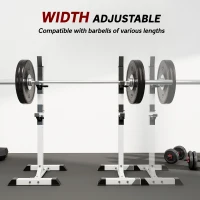 HOMCOM Heavy Duty Weight Bar Barbell Squat Stand Barbell Rack Spotter, for Home, Gym - Black(m-6)