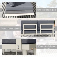 Outsunny Set de mobilier de grădină cu 2 canapele cu perne, spătar reglabil în 5 poziții și măsuță cu efect de lemn, gri(m-9)