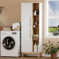 HOMCOM Estante de 176 cm, 4 prateleiras abertas, 2 armários, estante freestanding, MDF, Branco(m-6)