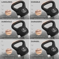 HOMCOM Kettlebell 4kg din plastic și nisip cu bază plată și mâner, 18x12x20 cm, negru(m-5)