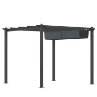 Outsunny 3 x 4m Aluminium Pergola, with Retractable Roof - Dark Grey(m-11)