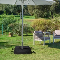 Outsunny Base per Ombrellone a Sacco Riempibile con 50 kg di Sabbia,  in Plastica e tessuto Oxford, 50x25x18 cm, Nero(m-10)