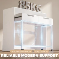 HOMCOM Bureau d'Ordinateur Extensible 100 cm avec 2 Tiroirs, Bureau avec Rangement, Style Moderne, Blanc(m-9)
