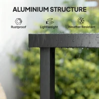 Outsunny Aluminium Outdoor Garden Dining Table for 8 People, Faux Wood Top, for Garden, Patio, 190 x 90 x 74cm, Black(m-6)