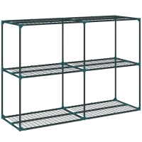 Outsunny Suport Vertical pentru Plante cu 3 Niveluri din Oțel și Plastic, Suport Ghivece pentru Interior și Exterior Grădină Balcon, 143x48x100 cm, Verde Închis