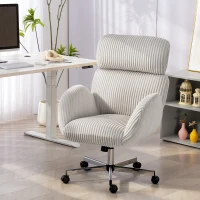 HOMCOM Chaise bureau ergonomique en velours, fauteuil de bureau avec dossier haut, appui-tête réglable et accoudoirs, gris(m-2)