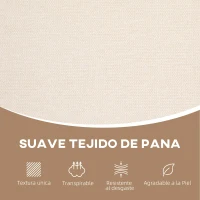 HOMCOM Sofá de 2 Plazas Tapizado en Chenilla con 2 Almohadas Lavables y Reposabrazos de Ratán Sintético 123x75x88 cm Beige(m-5)