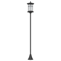 Outsunny Stâlp Solar de Grădină, Înalt de 184cm, cu Lumină LED Alb Rece și IP44, Negru(m-1)