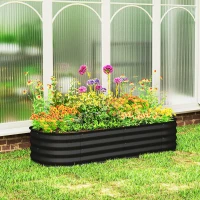 Outsunny Jardinière surélevée carré potager de jardin en acier modulable légumes, plantes, fleurs, dim. 150 x 62 x 30 cm noir(m-10)