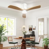 HOMCOM Deckenventilator mit LED-Licht, 6 Geschwindigkeiten, Fernbedienung, Hellbraun(m-10)