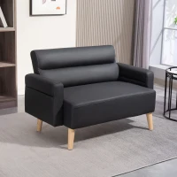 HOMCOM Small Faux Leather 2 Seater Sofa Settee - Black(m-10)