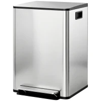 HOMCOM Mülleimer mit 2x30L Fächern, Soft-Close-Deckel, Fingerabdrucksicher, Edelstahl, Silber(m-12)