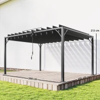 Outsunny Pérgola de Jardín 3x4 m con Protección UPF 50+ Gazebo con Techo Ajustable Estructura de Aluminio para Exterior Gris(m-3)