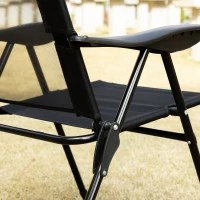 Outsunny Set of 2 Portable Folding Recliners Metal Outdoor Patio Chaise Lounge Chairs with Adjustable Backrest, Black(m-20)