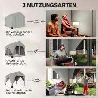 Outsunny Tonnelle de jardin pavillon de jardin hydrofuge structure robuste en acier galvanisé avec toit double pente 3x3m gris(m-5)