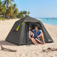 Outsunny Camping Tent 3000mm Waterproof Tent with 2 Doors for 2 Person, Grey & Green(m-14)