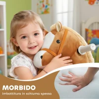 AIYAPLAY Cavalo montável para crianças, revestimento macio, alimentado por bateria, música, rodas, 1,5-5 anos, Marrom(m-4)