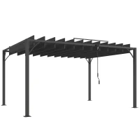 Outsunny Pérgola de Jardín 3x4 m con Protección UPF 50+ Gazebo con Techo Ajustable Estructura de Aluminio para Exterior Gris(m-1)