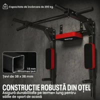 SPORTNOW Stație 2 în 1 pentru Perete, Tracțiuni și Dip, 200 kg, Roșu(m-6)
