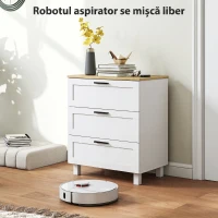 HOMCOM Comodă cu 3 Sertare Modernă din Lemn, 60x38x71 cm, Alb și Aspect de Lemn(m-5)