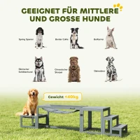 PawHut Hunde Agility Set 3-teiliges Set Agility-Ausrüstung mit Brücke, Treppe, Plattform, Tannenholz, 117 x 50 x 56 cm, Grau(m-7)