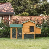 PawHut Pollaio da Esterno in Legno di Abete 168x75x103cm, Casetta per 2-4 Galline Ovaiole con Ampio Recinto, Nido Laterale per Uova e Rete Zincata Anti-Predatori, Tetto Impermeabile, Fattoria, Giallo(m-10)