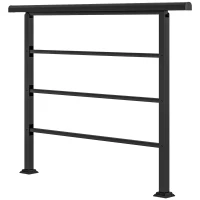 Outsunny Barandilla de Escalera 131 cm Pasamanos para Escalera con Kit de Instalación Ángulo Ajustable para 1-4 Escalones Negro(m-11)