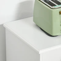 HOMCOM Móvel para Micro-ondas de cozinha Armário de Armazenamento para Cozinha Sala de Jantar 90x40x82 cm Vidro Temperado e Madeira Branco(m-7)
