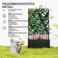 Outsunny Jardinieră Ridicată cu Spalier Decorativ pentru Plante Cățărătoare, pentru Sol sau Perete, 61x23x113 cm, Negru(m-6)